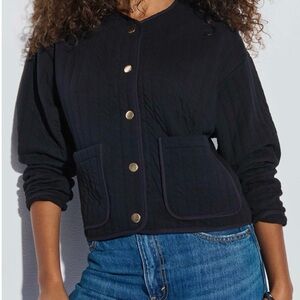 Nation LTD Black Bomber Jacket with Gold Buttons